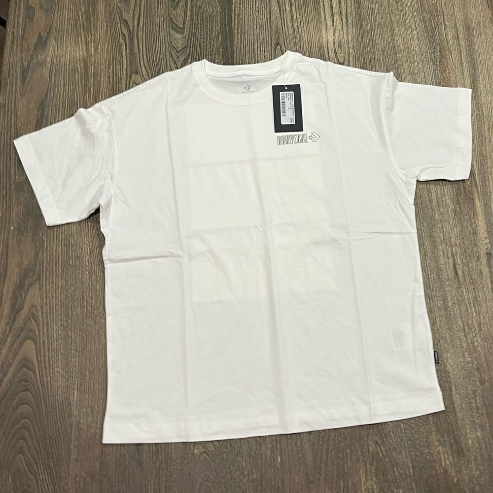 NWT Converse Coastal Vibes Knit Tee Loose Fit Short Sleeve Crewneck White Small